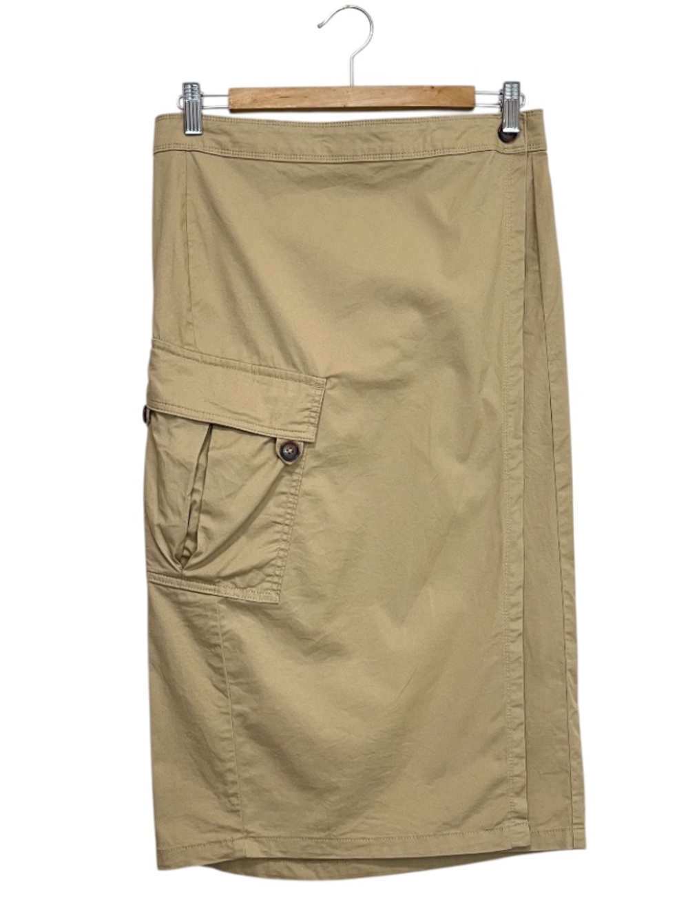 Sanctuary Wrap Front Cargo Pocket Khaki Midi Skirt